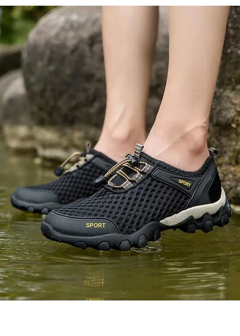 Men's Mesh Sports Shoes Fashion Mountaineering Breathable Lightweight Anti Slip Shoes Outdoor Travel Running Casual Shoes