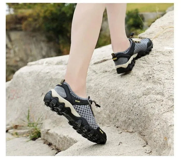 Men's Mesh Sports Shoes Fashion Mountaineering Breathable Lightweight Anti Slip Shoes Outdoor Travel Running Casual Shoes