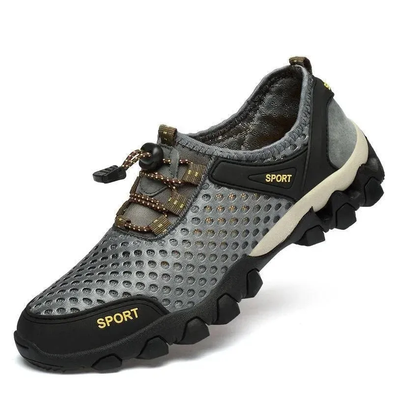 Men's Mesh Sports Shoes Fashion Mountaineering Breathable Lightweight Anti Slip Shoes Outdoor Travel Running Casual Shoes