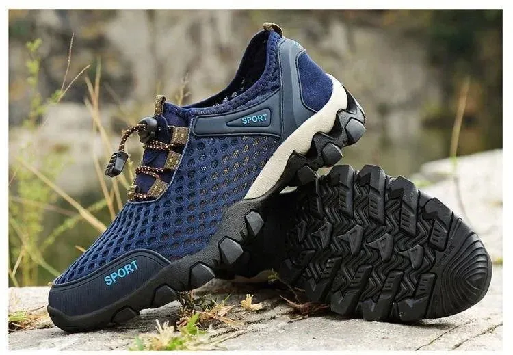 Men's Mesh Sports Shoes Fashion Mountaineering Breathable Lightweight Anti Slip Shoes Outdoor Travel Running Casual Shoes