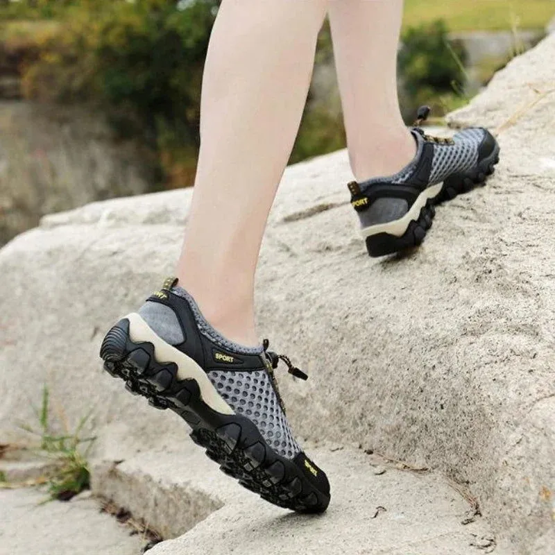 Men's Mesh Sports Shoes Fashion Mountaineering Breathable Lightweight Anti Slip Shoes Outdoor Travel Running Casual Shoes