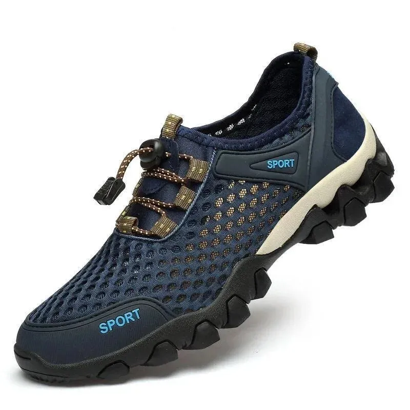 Men's Mesh Sports Shoes Fashion Mountaineering Breathable Lightweight Anti Slip Shoes Outdoor Travel Running Casual Shoes