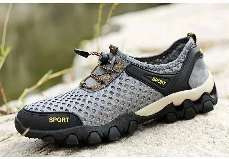 Men's Mesh Sports Shoes Fashion Mountaineering Breathable Lightweight Anti Slip Shoes Outdoor Travel Running Casual Shoes