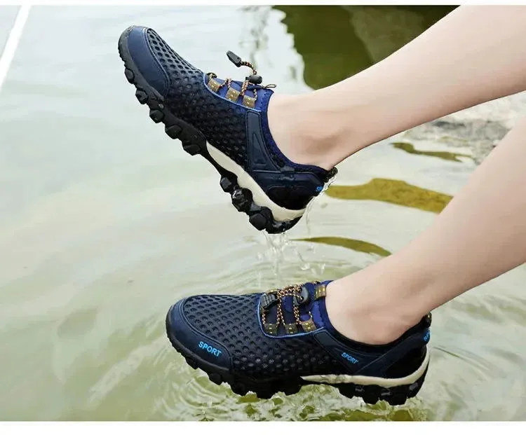 Men's Mesh Sports Shoes Fashion Mountaineering Breathable Lightweight Anti Slip Shoes Outdoor Travel Running Casual Shoes