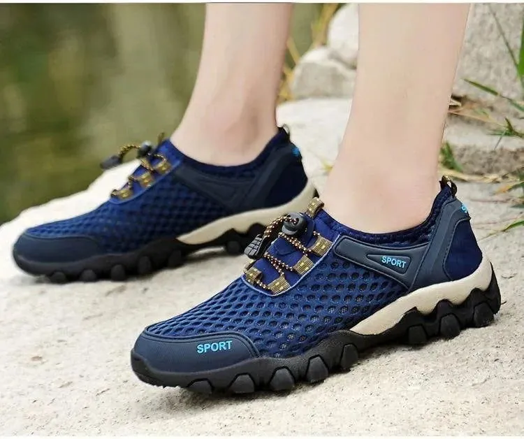 Men's Mesh Sports Shoes Fashion Mountaineering Breathable Lightweight Anti Slip Shoes Outdoor Travel Running Casual Shoes