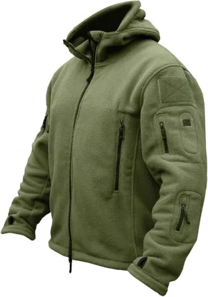Men's Military Army Jacket Tactical Full Zip Fleece Hoodie Outdoor Hiking Sport Warm Coat Pocket with Zipper Fall Winter