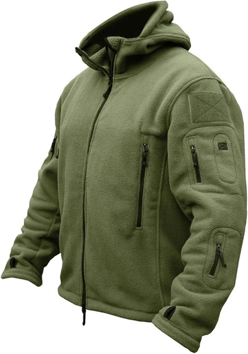 Men's Military Army Jacket Tactical Full Zip Fleece Hoodie Outdoor Hiking Sport Warm Coat Pocket with Zipper Fall Winter