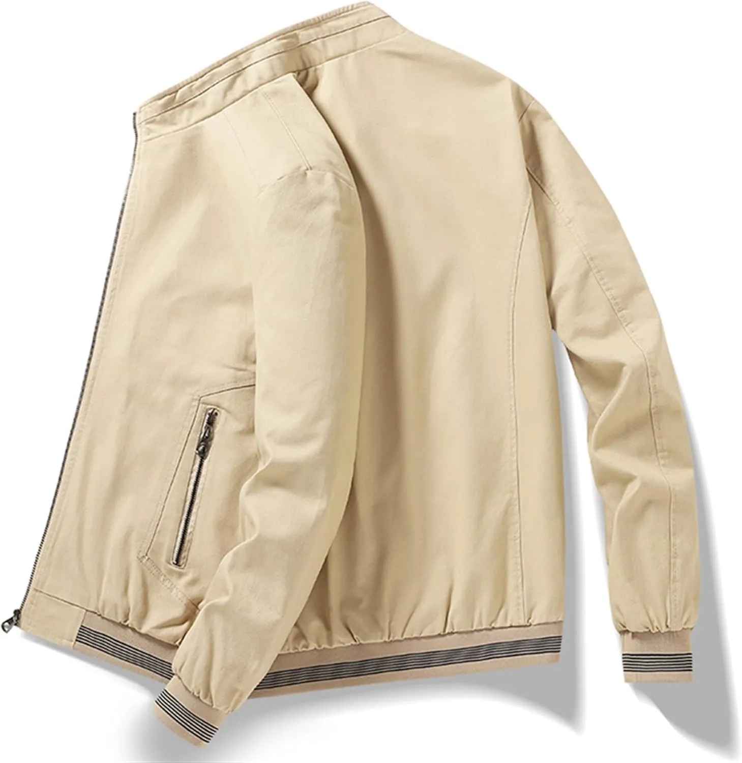 Men's Mock Neck Casual Bomber Jacket Zip Up Windproof Sport Cotton Jacket Warm Winter Lightweight Padded Coats
