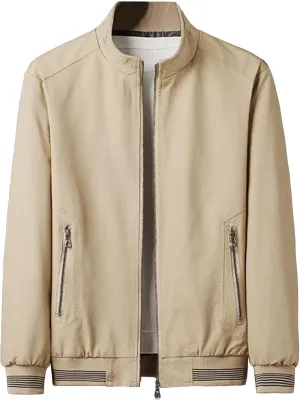Men's Mock Neck Casual Bomber Jacket Zip Up Windproof Sport Cotton Jacket Warm Winter Lightweight Padded Coats