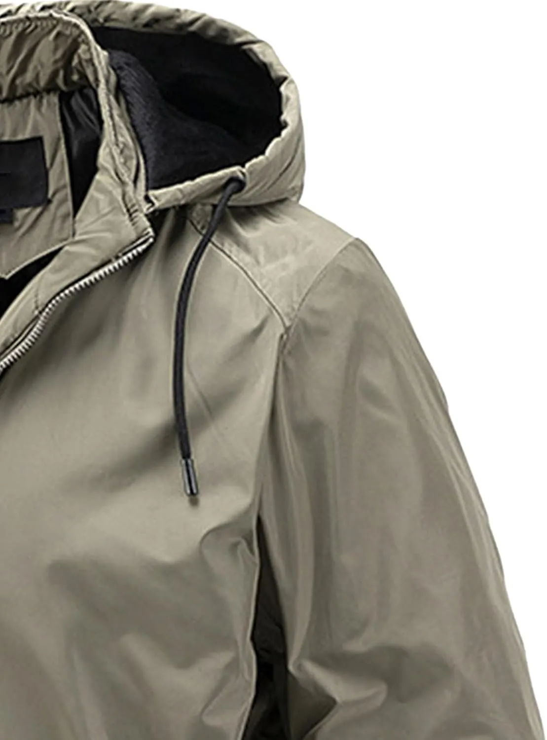 Men's Packable Hooded Bomber Jacket Lightweight Sportwear Zipper Windbreaker Business Casual Cotton Varsity Coat