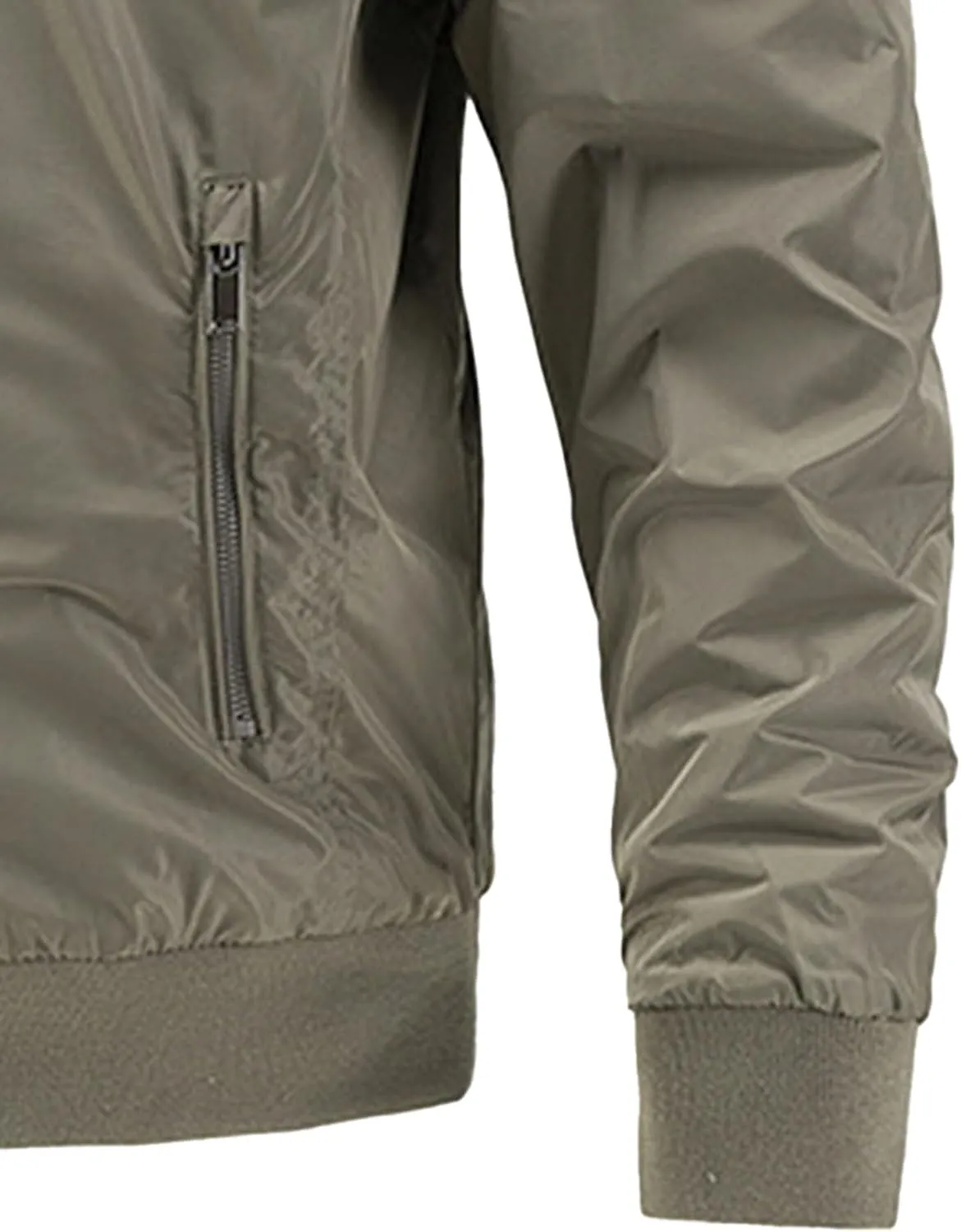 Men's Packable Hooded Bomber Jacket Lightweight Sportwear Zipper Windbreaker Business Casual Cotton Varsity Coat