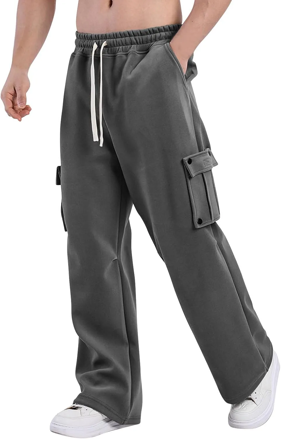 Men's Pants Stretch Cargo Joggers Sweatpants Tactical Hiking Casual with Multi Pockets Drawstring Relaxed Fit Workout
