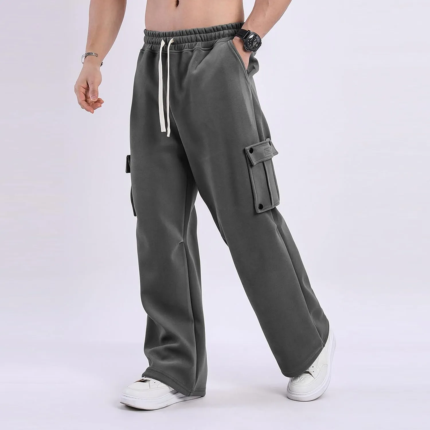 Men's Pants Stretch Cargo Joggers Sweatpants Tactical Hiking Casual with Multi Pockets Drawstring Relaxed Fit Workout