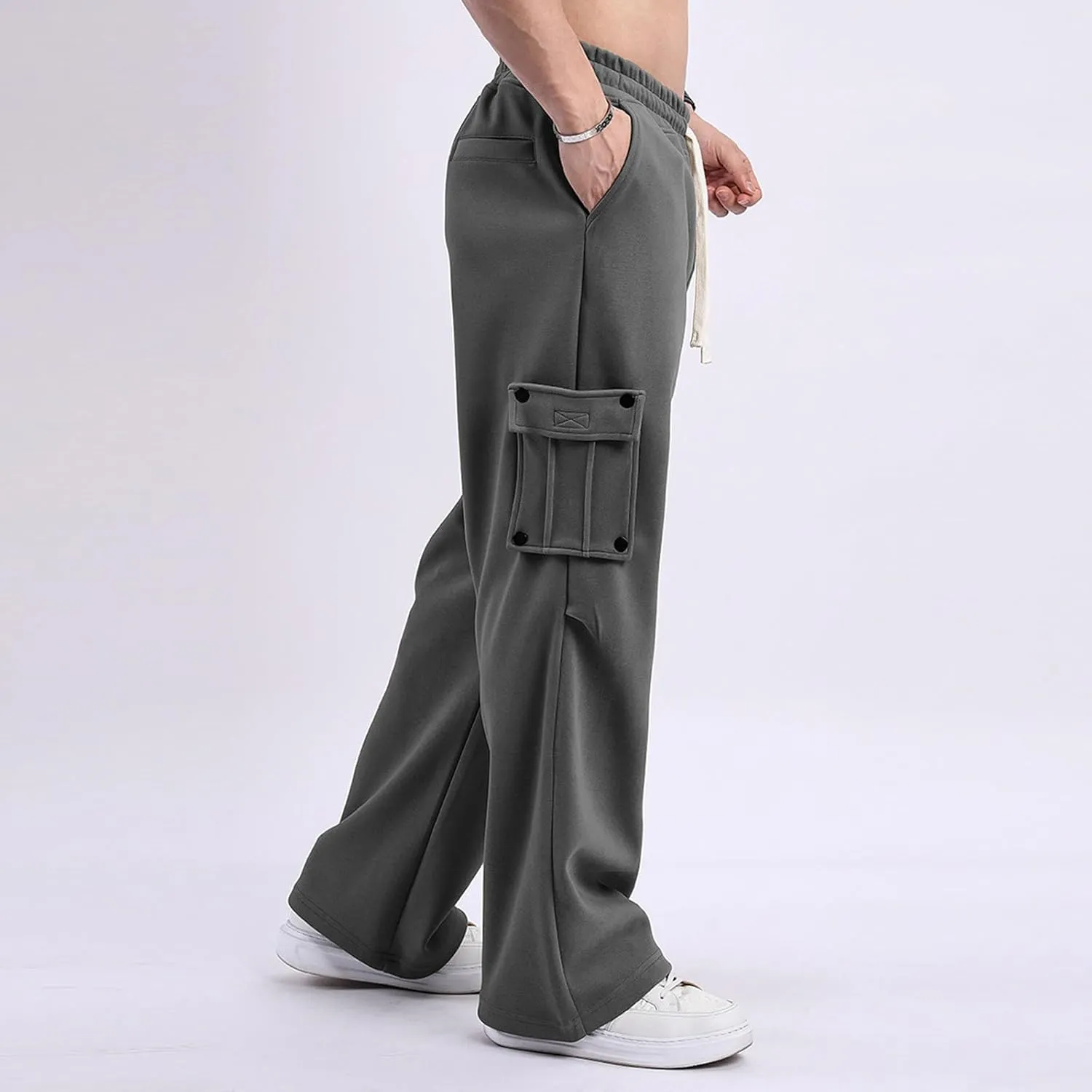 Men's Pants Stretch Cargo Joggers Sweatpants Tactical Hiking Casual with Multi Pockets Drawstring Relaxed Fit Workout