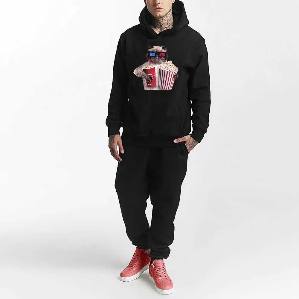 Men's Printed Hooded Sweatshirt With Velvet Lining