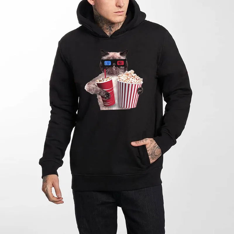 Men's Printed Hooded Sweatshirt With Velvet Lining