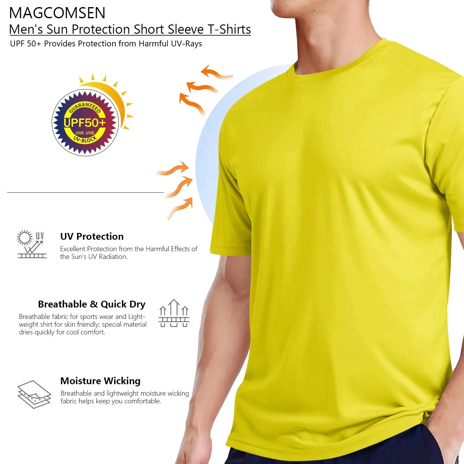 Men's Quick Dry T-Shirts UPF 50  Athletic Running Workout Tee Shirts