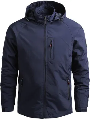 Mens Rain Jacket Waterproof Lightweight Coats Packable Shell Windbreaker Long Sleeve Raincoats Hooded Outdoor Tops