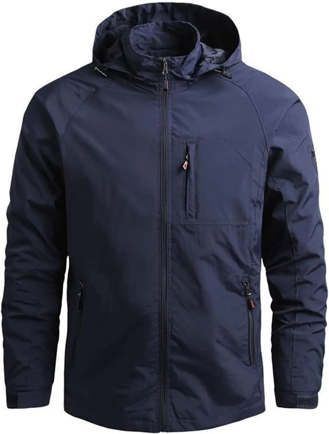 Mens Rain Jacket Waterproof Lightweight Coats Packable Shell Windbreaker Long Sleeve Raincoats Hooded Outdoor Tops