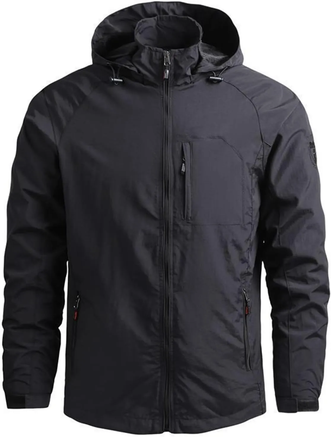 Mens Rain Jacket Waterproof Lightweight Coats Packable Shell Windbreaker Long Sleeve Raincoats Hooded Outdoor Tops