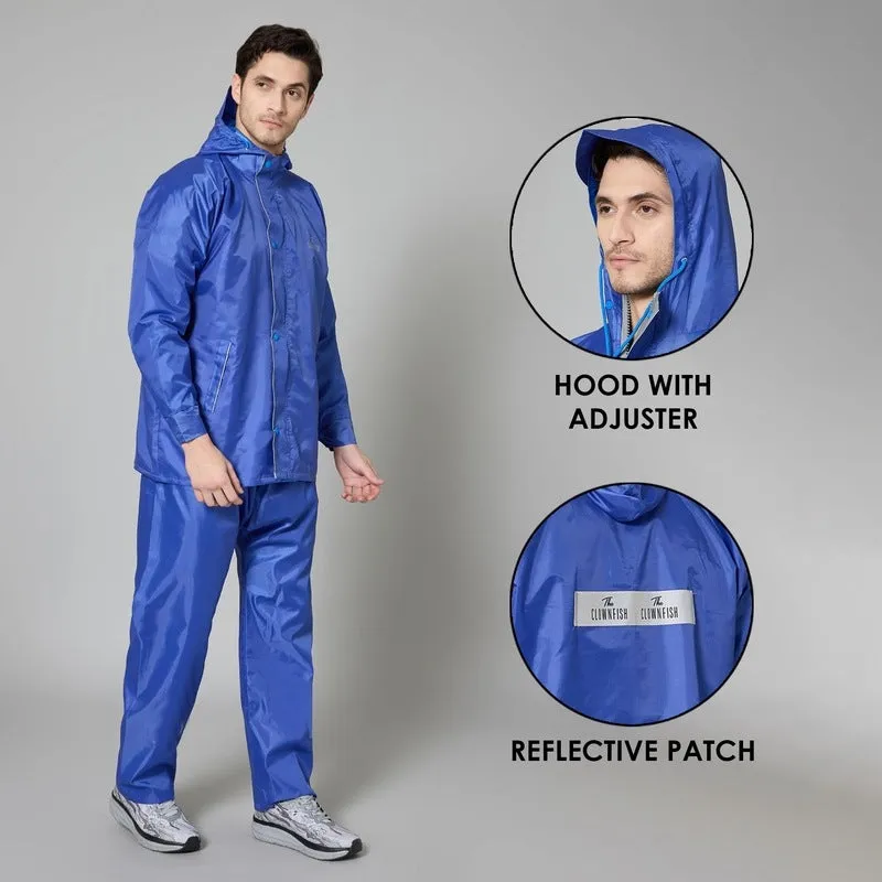 Men's Reversible Waterproof Raincoat with Pants | Includes Storage Bag | XXL | Royal Blue