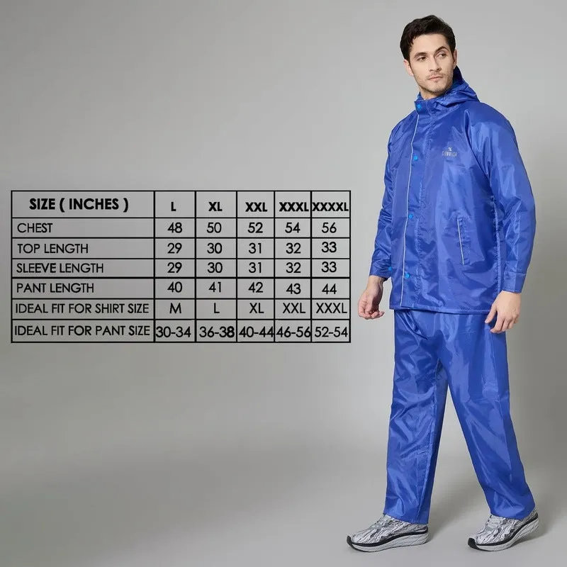 Men's Reversible Waterproof Raincoat with Pants | Includes Storage Bag | XXL | Royal Blue