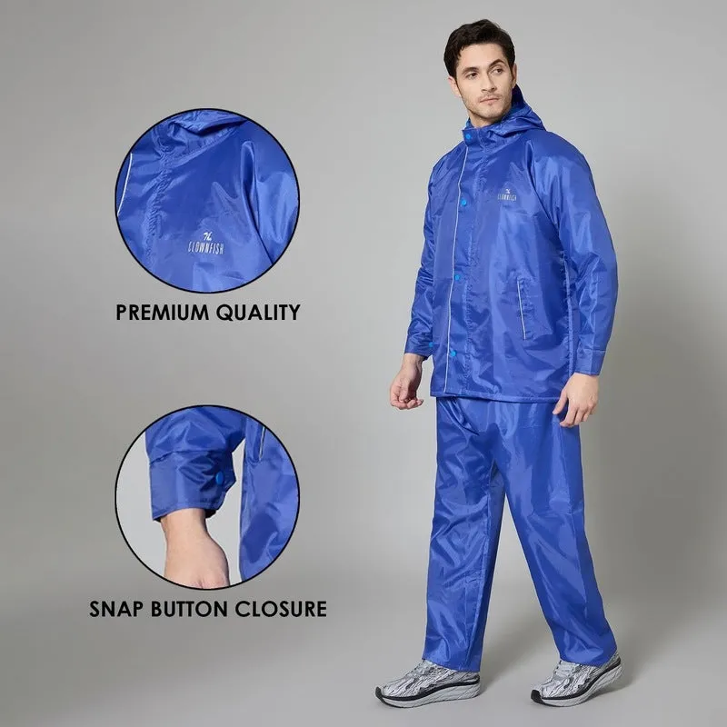 Men's Reversible Waterproof Raincoat with Pants | Includes Storage Bag | XXL | Royal Blue
