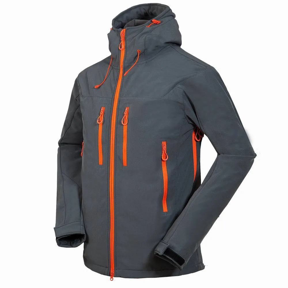 Men's Soft shell jacket Outdoor windproof waterproof Hiking jacket thermal fleece Lined Softshell coat Mountaineering clothes
