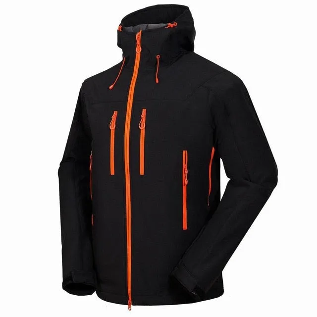 Men's Soft shell jacket Outdoor windproof waterproof Hiking jacket thermal fleece Lined Softshell coat Mountaineering clothes