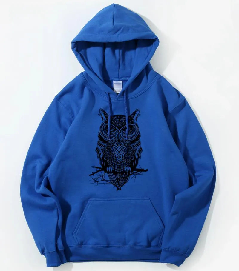 Men's Spring/Autumn Casual Hooded Sweatshirt With Owl Print