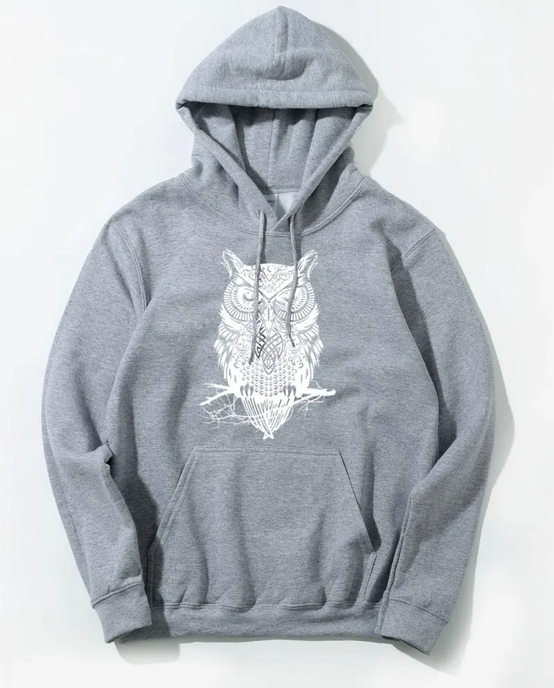 Men's Spring/Autumn Casual Hooded Sweatshirt With Owl Print