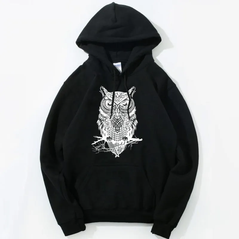 Men's Spring/Autumn Casual Hooded Sweatshirt With Owl Print