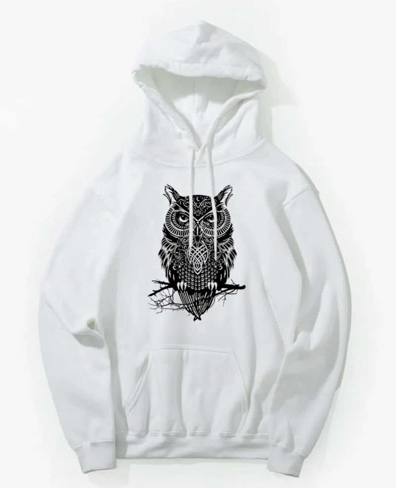 Men's Spring/Autumn Casual Hooded Sweatshirt With Owl Print