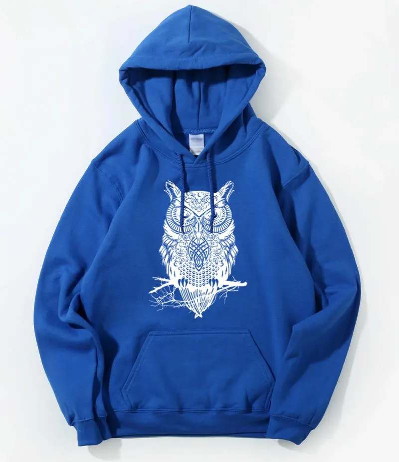 Men's Spring/Autumn Casual Hooded Sweatshirt With Owl Print