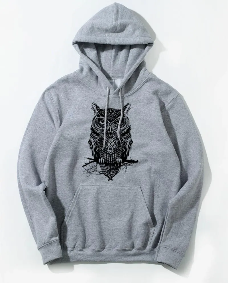 Men's Spring/Autumn Casual Hooded Sweatshirt With Owl Print