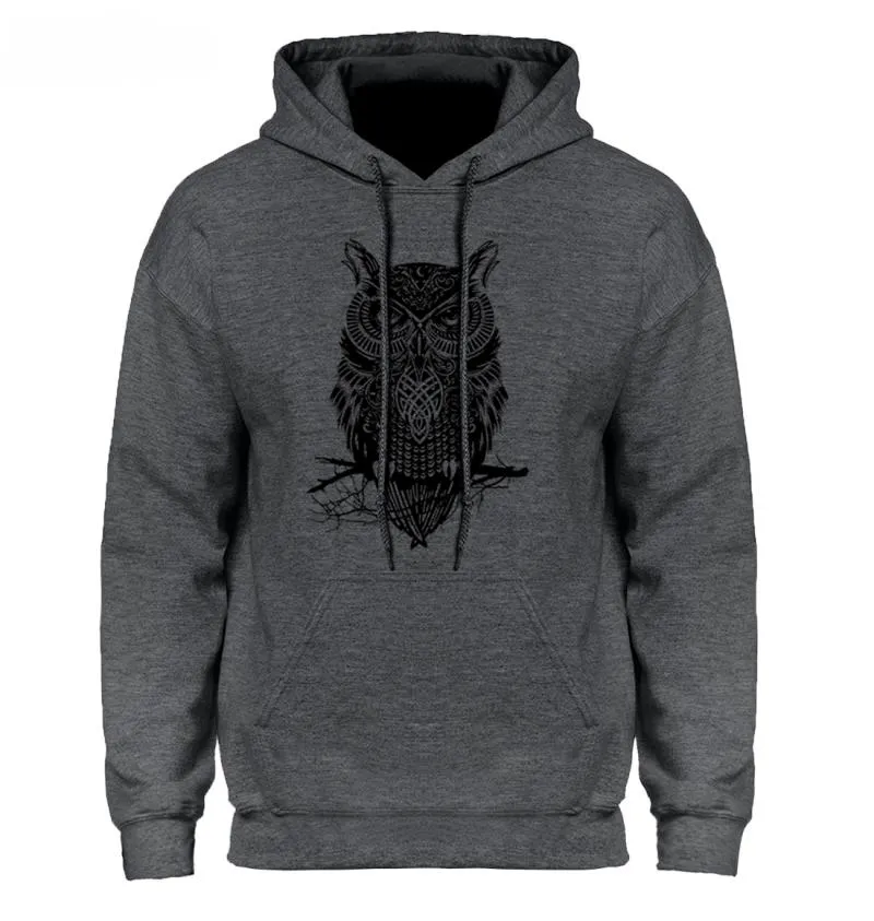 Men's Spring/Autumn Casual Hooded Sweatshirt With Owl Print