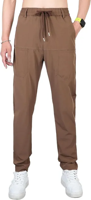 Men's Straight Leg Casual Stylish Outdoor Pants Elastic Waist Sweatpants Outdoor Pants Solid Jogging Trousers