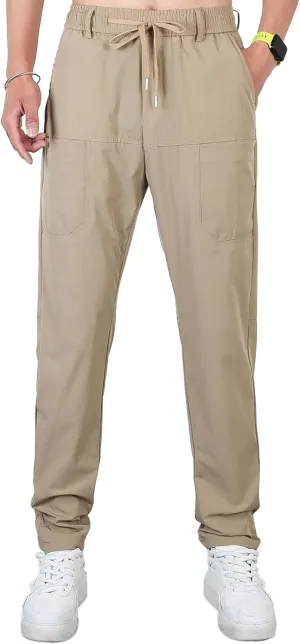 Men's Straight Leg Casual Stylish Outdoor Pants Elastic Waist Sweatpants Outdoor Pants Solid Jogging Trousers
