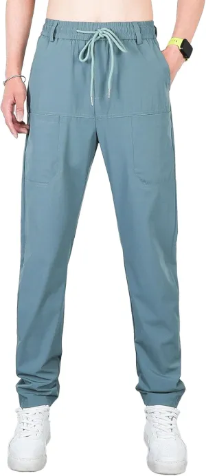 Men's Straight Leg Casual Stylish Outdoor Pants Elastic Waist Sweatpants Outdoor Pants Solid Jogging Trousers