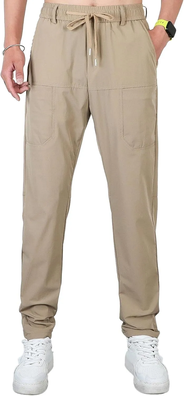 Men's Straight Leg Casual Stylish Outdoor Pants Elastic Waist Sweatpants Outdoor Pants Solid Jogging Trousers