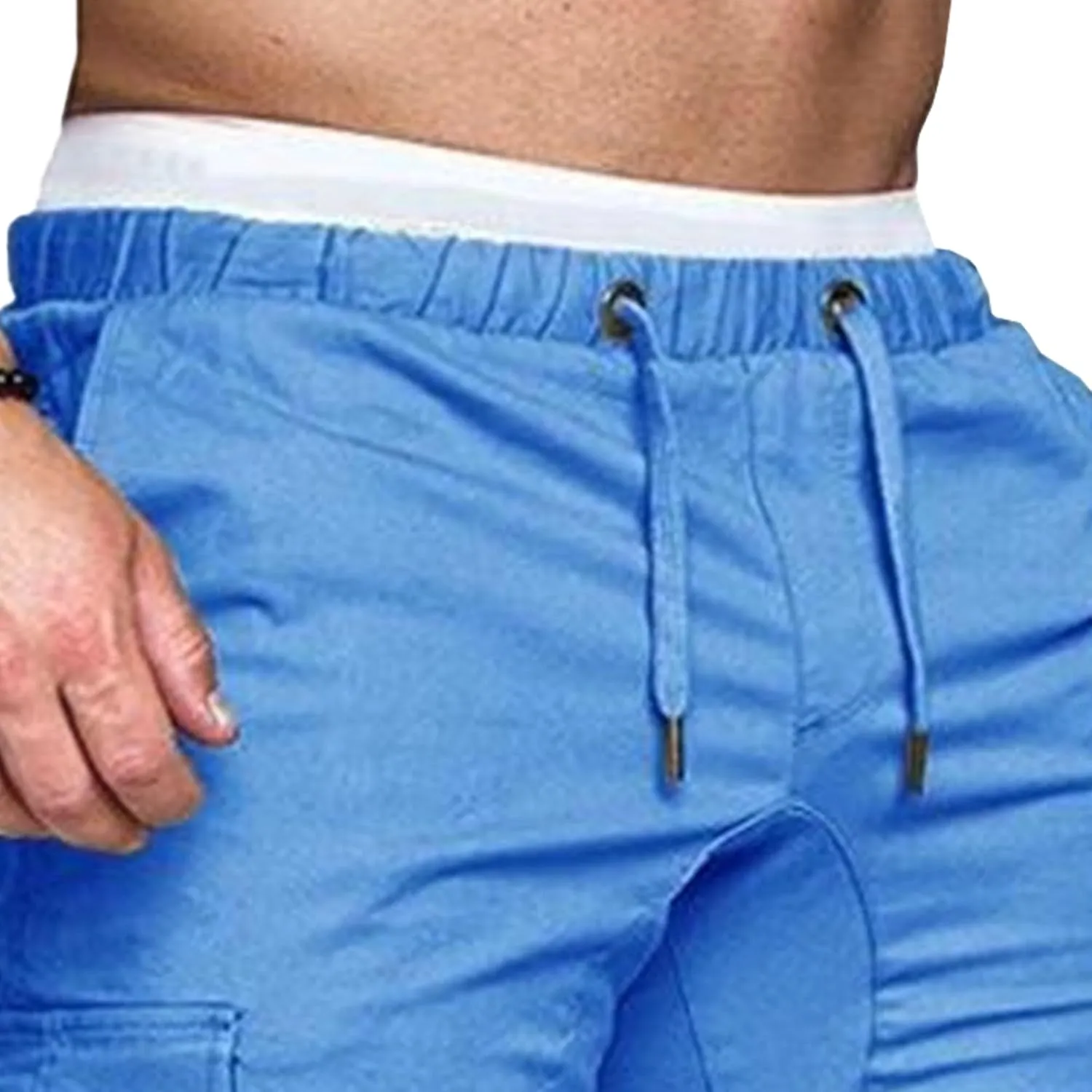 Men's Stretch Solid Military Cargo Pants Stylish Elastic Waisted Outdoor Pants Casual Chino Joggers Trousers