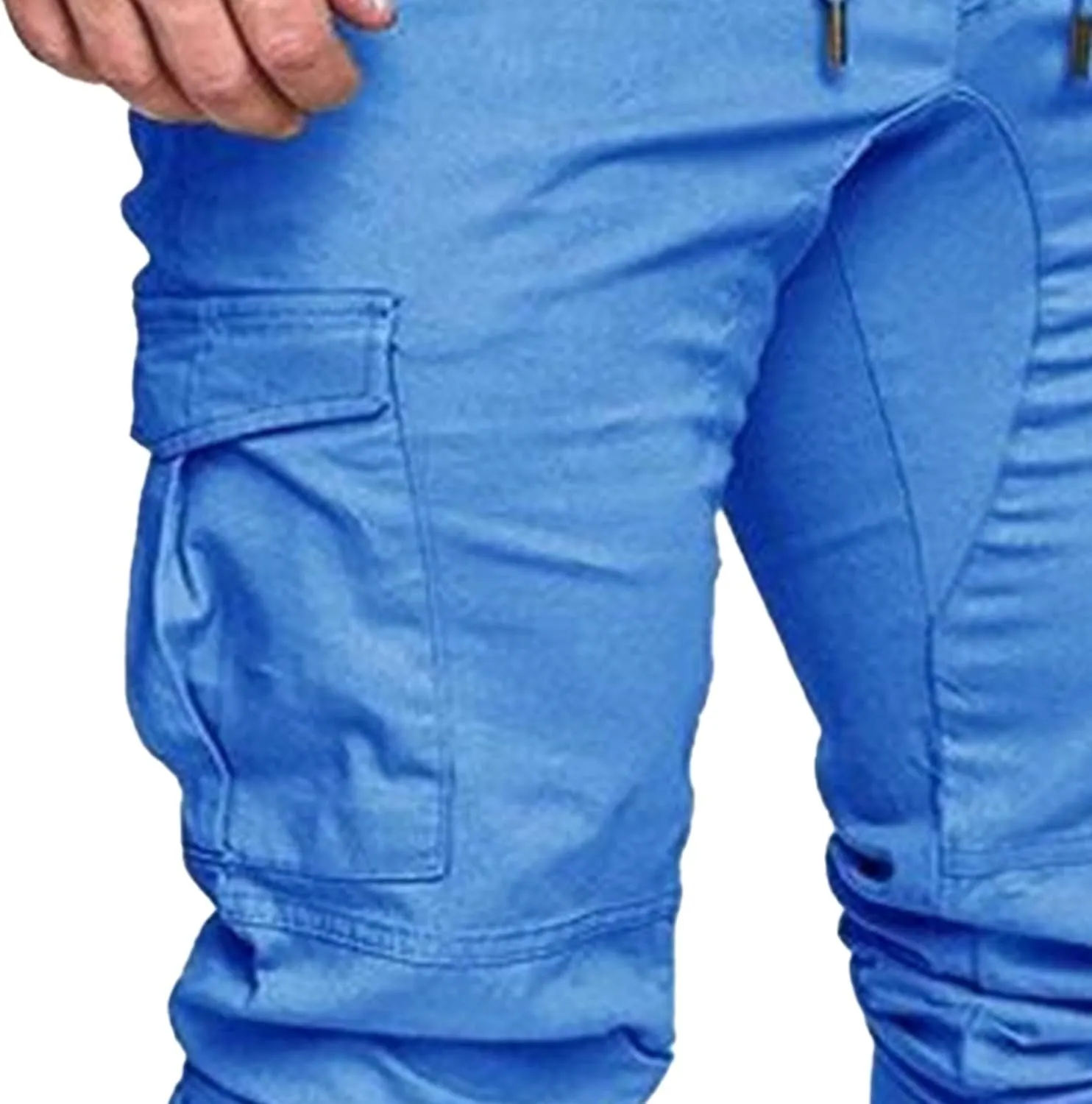 Men's Stretch Solid Military Cargo Pants Stylish Elastic Waisted Outdoor Pants Casual Chino Joggers Trousers