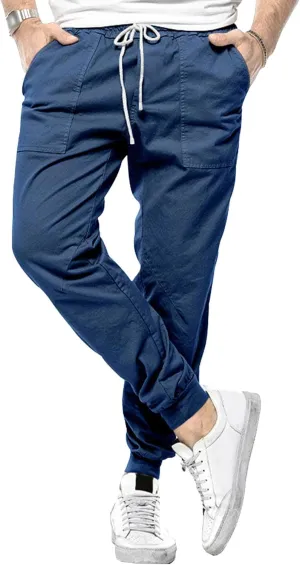 Men's Stylish Elastic Waist Joggers Pants Comfort Drawstring Chino Trousers Hiking Casual Solid Outdoor Pants