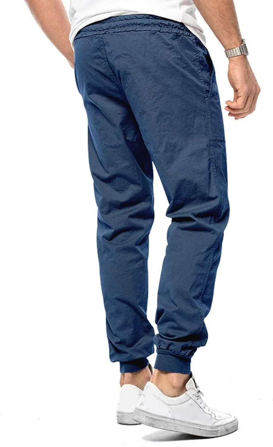 Men's Stylish Elastic Waist Joggers Pants Comfort Drawstring Chino Trousers Hiking Casual Solid Outdoor Pants