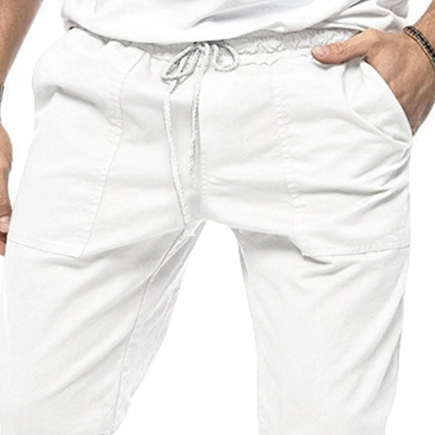 Men's Stylish Elastic Waist Joggers Pants Comfort Drawstring Chino Trousers Hiking Casual Solid Outdoor Pants