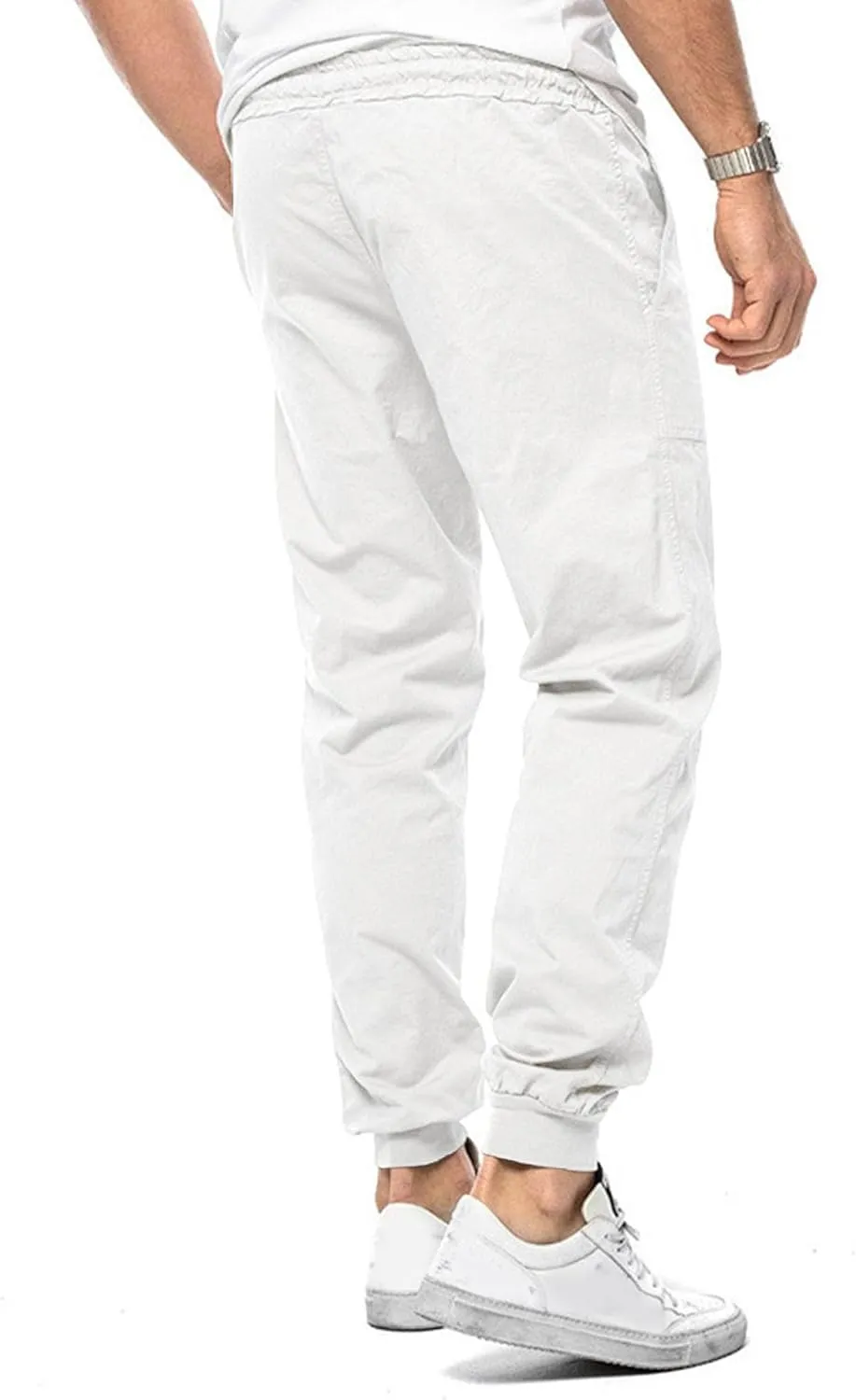 Men's Stylish Elastic Waist Joggers Pants Comfort Drawstring Chino Trousers Hiking Casual Solid Outdoor Pants
