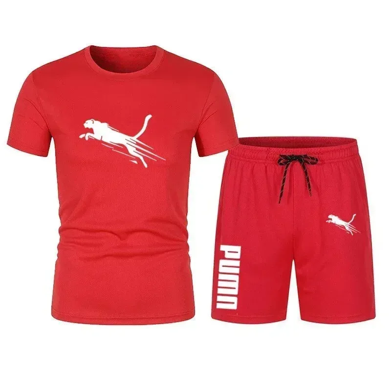 Men's Summer Tracksuit Breathable Mesh Running Set