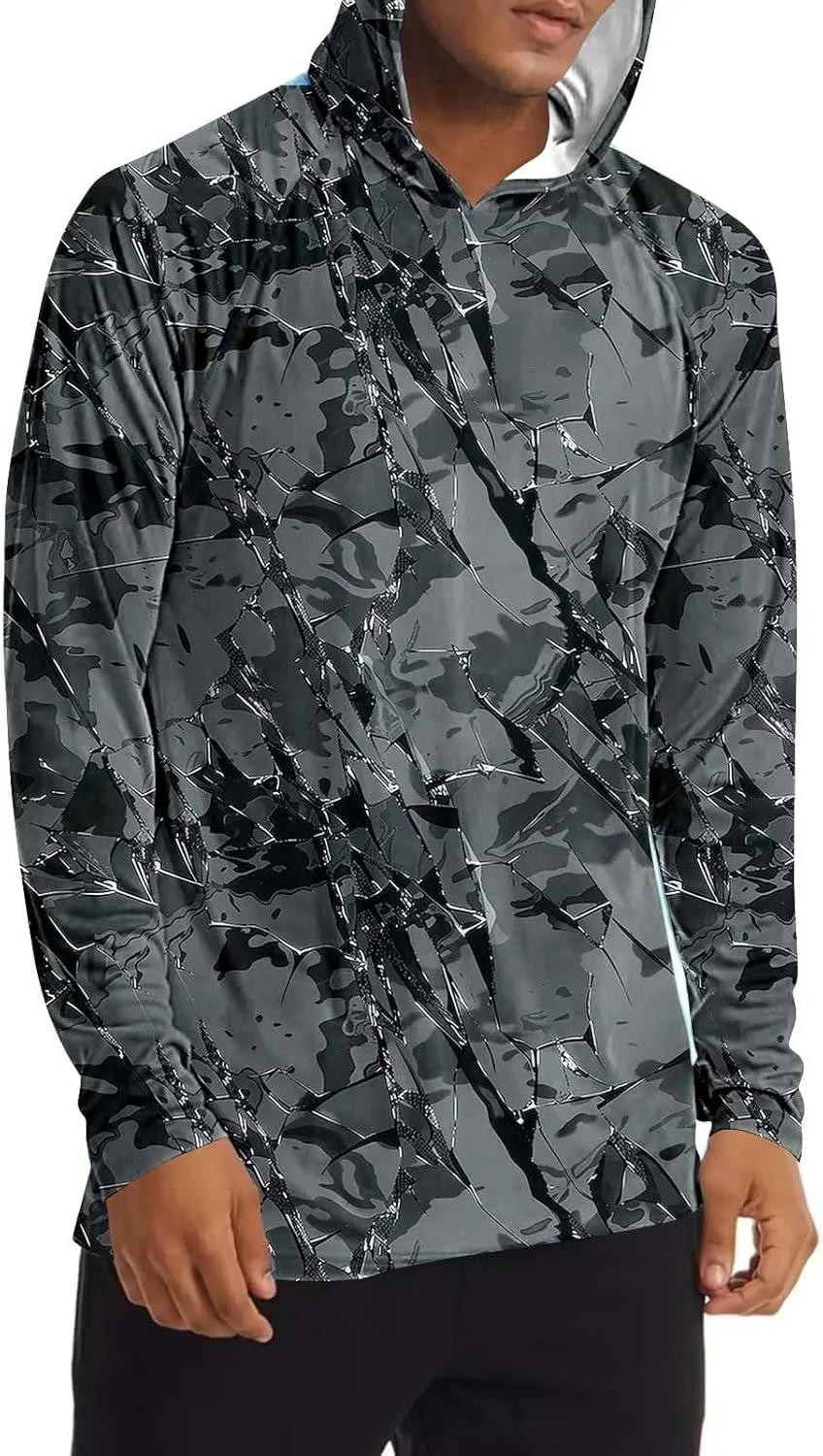 Men's Sun Protection Hoodie Shirt UPF 50  Long Sleeve Rash Guard Outdoor Fishing Lightweight Camo Quick Dry UV Shirts