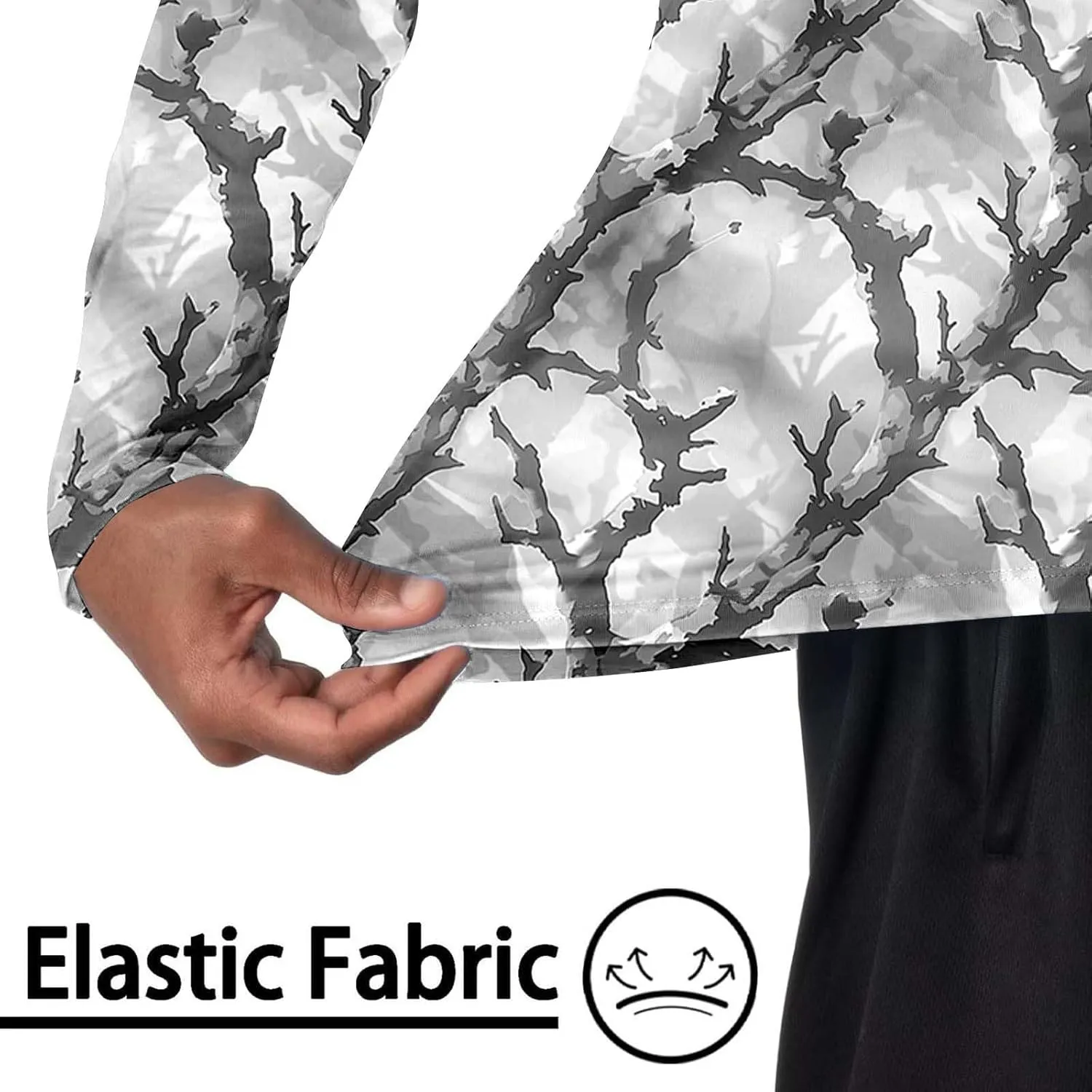 Men's Sun Protection Hoodie Shirt UPF 50  Long Sleeve Rash Guard Outdoor Fishing Lightweight Camo Quick Dry UV Shirts