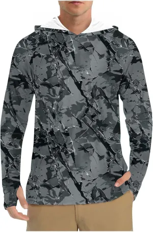 Men's Sun Protection Hoodie Shirt UPF 50  Long Sleeve Rash Guard Outdoor Fishing Lightweight Camo Quick Dry UV Shirts